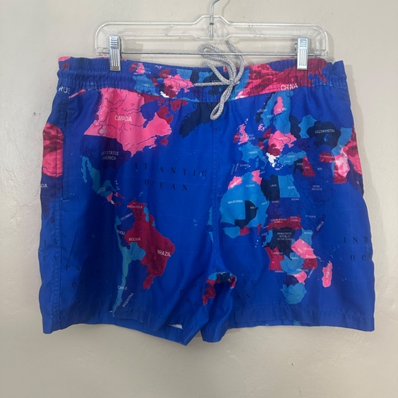 Morelli World Map Swim Trunks Medium 37-40" waist 5" inseam Gently worn Nylon - Picture 2 of 6